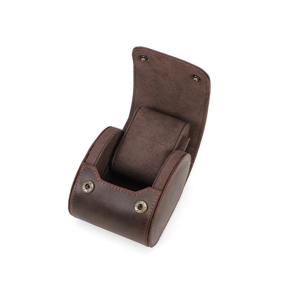 Etui Montre Cuir Veritable Marron 4 Places