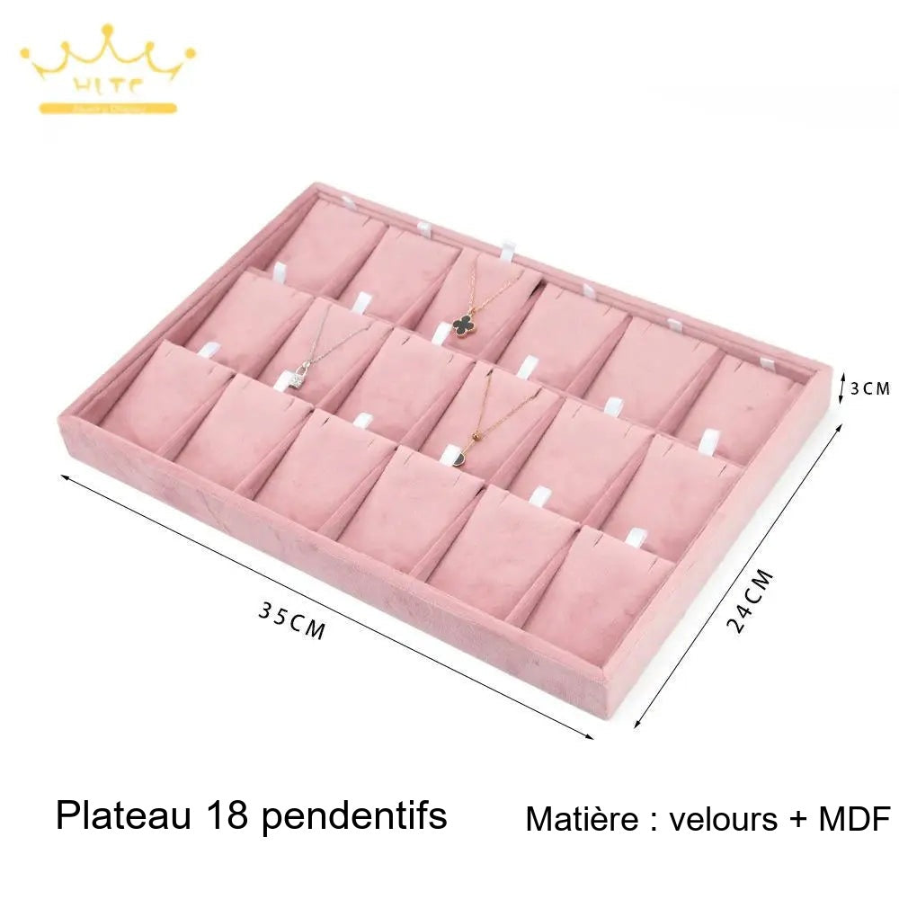 Plateau présentoir montre velours 12 compartiments – vue 3