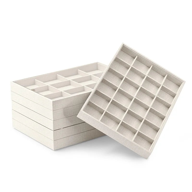 Plateau Bijoux Cuir Multi-fonction Beige