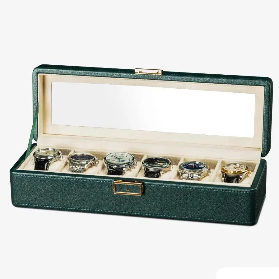 Boîte Montres Cuir Litchi Vitrine Multi-Capacité
