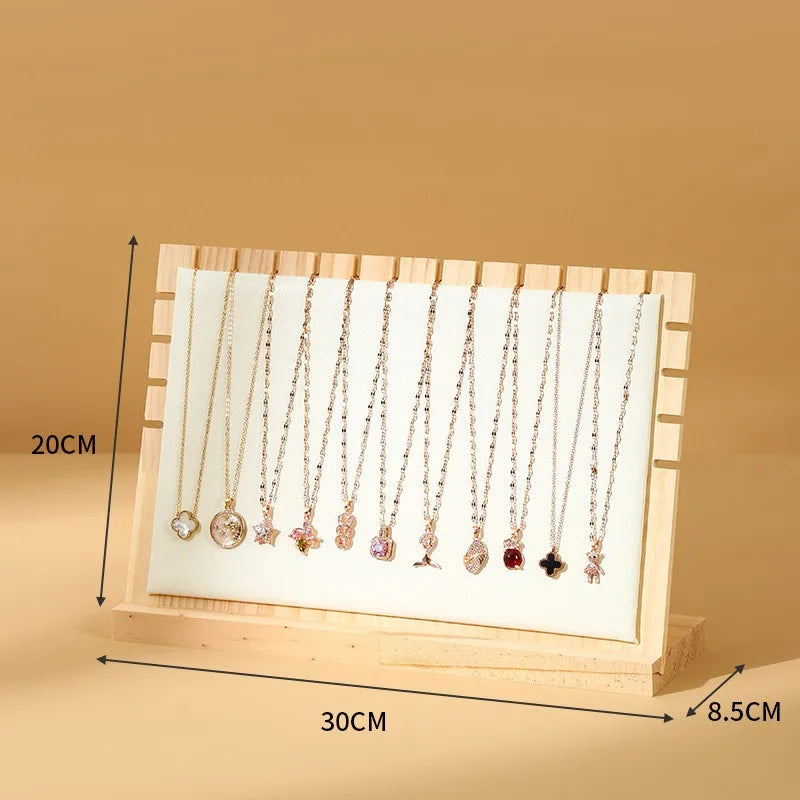 Présentoir Collier Bois Simili Cuir Plat