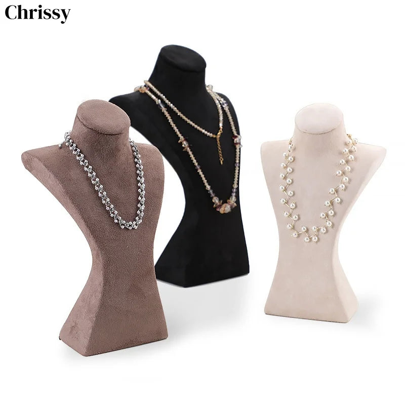 Buste Collier Velours Suédine Mannequin Vertical