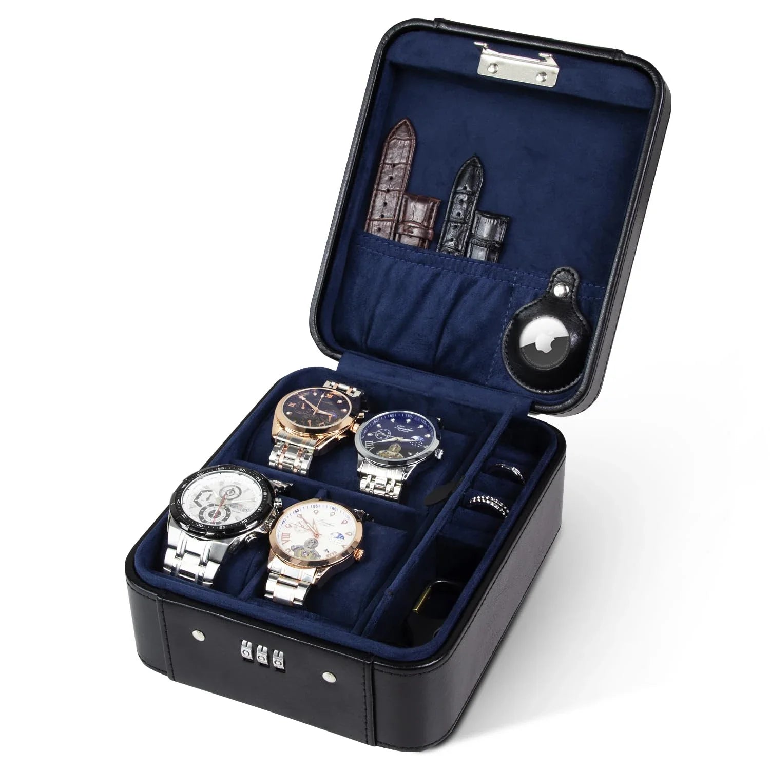 Boîte Montre Cuir Velours 4 Emplacements Voyage