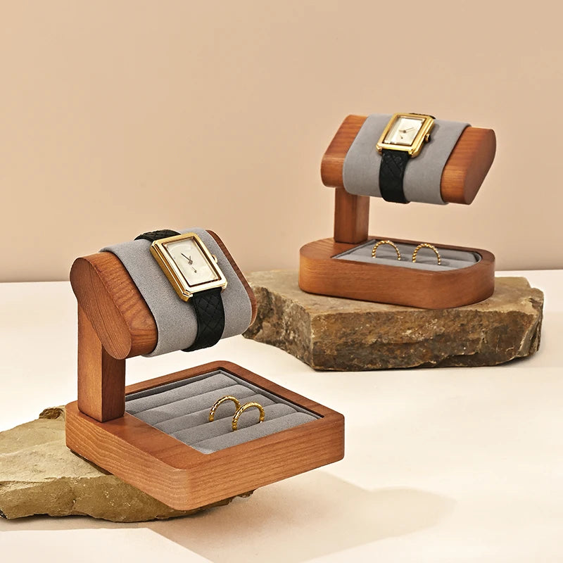 Présentoir Montre Bois Massif Bagues Bijoux
