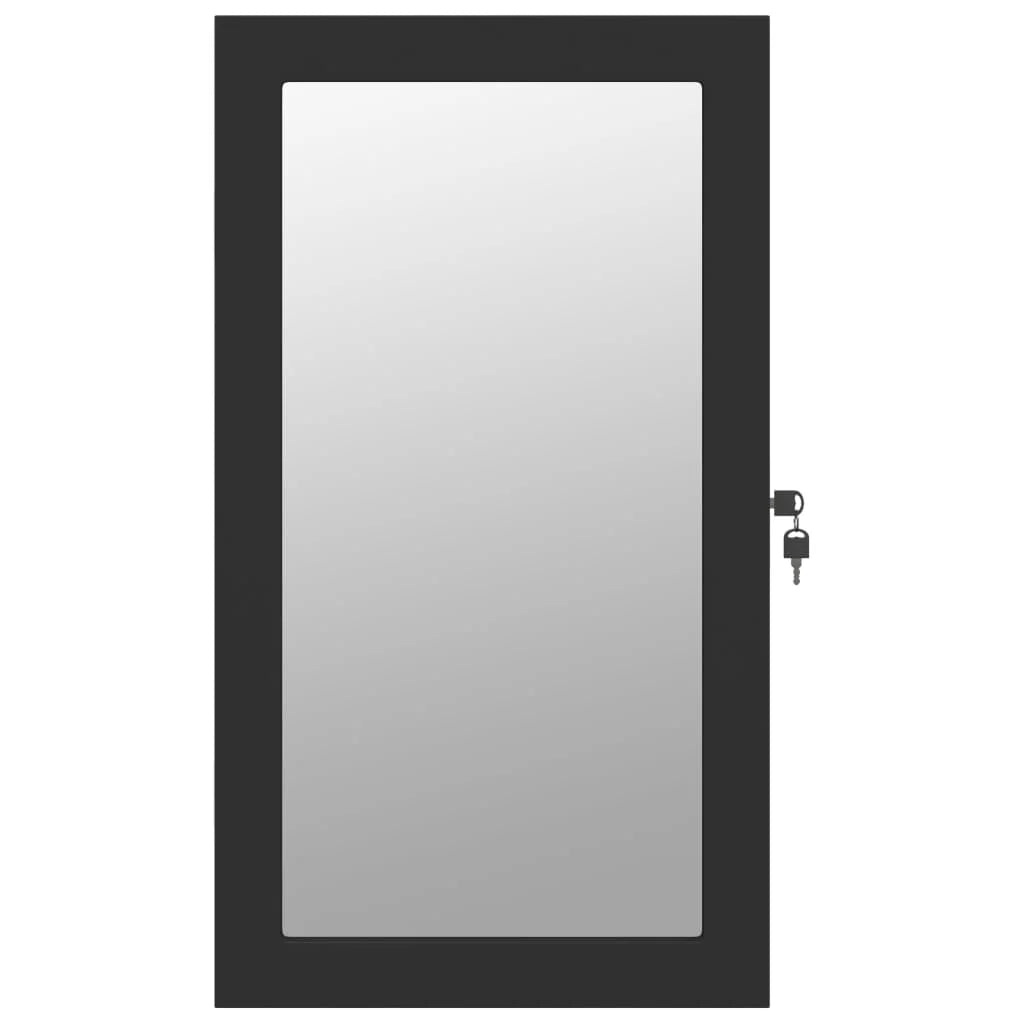 Boîte Bijoux Bois Murale Noire LED Miroir Élégance