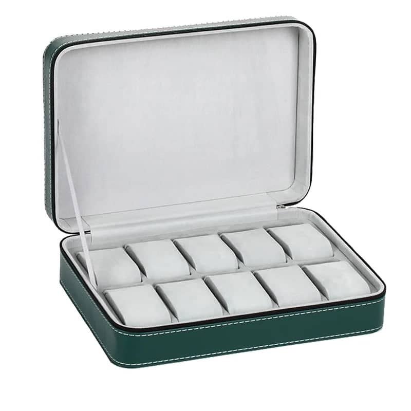 Boîte Montres Cuir Velours Vert 10 Places