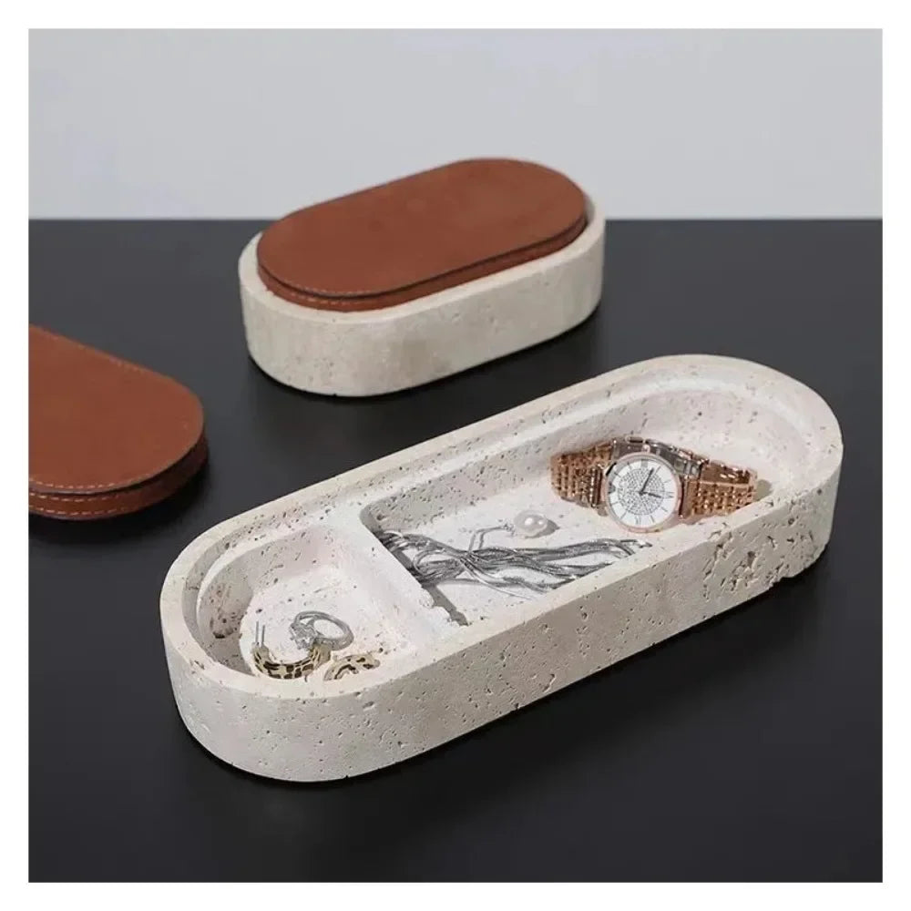 Boîte Bijoux Cuir Marbré Luxe Rangement