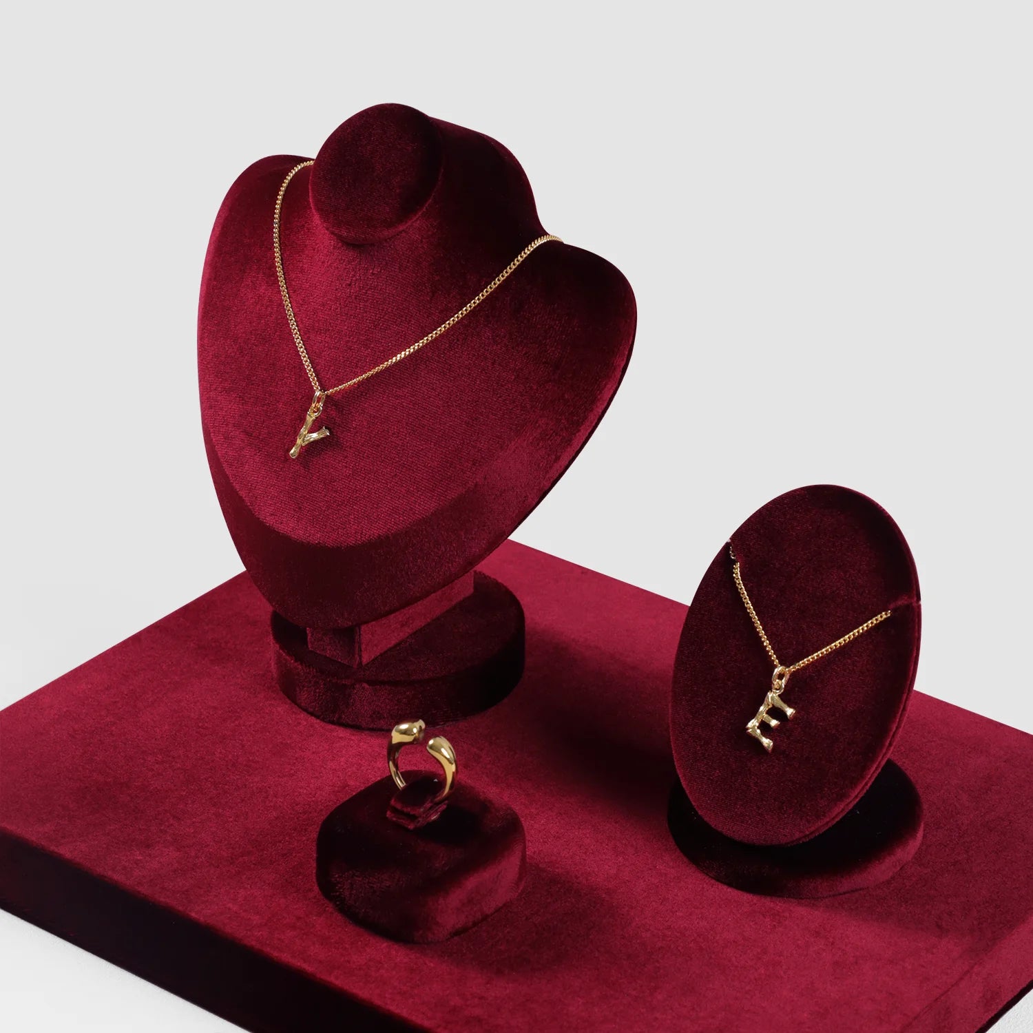 Présentoir Collier Velours Ovale Multicolore