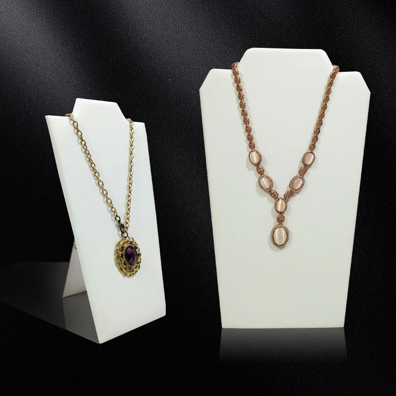 Présentoir Bijoux Cuir Blanc 3 Tailles