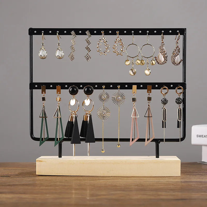 Porte Boucles d'Oreilles Bois Organisateur