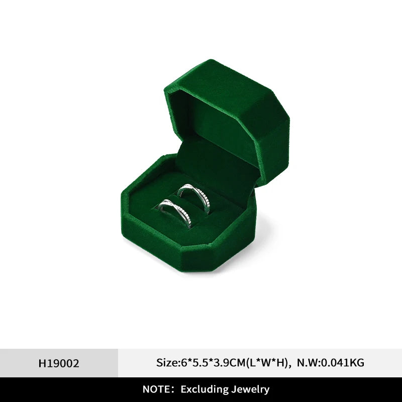 Boîte Bague Velours Vert Pierres Précieuses