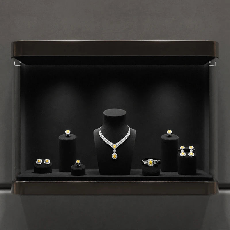 Presentoir Bijoux Noir Microfibre Vitrine Comptoir