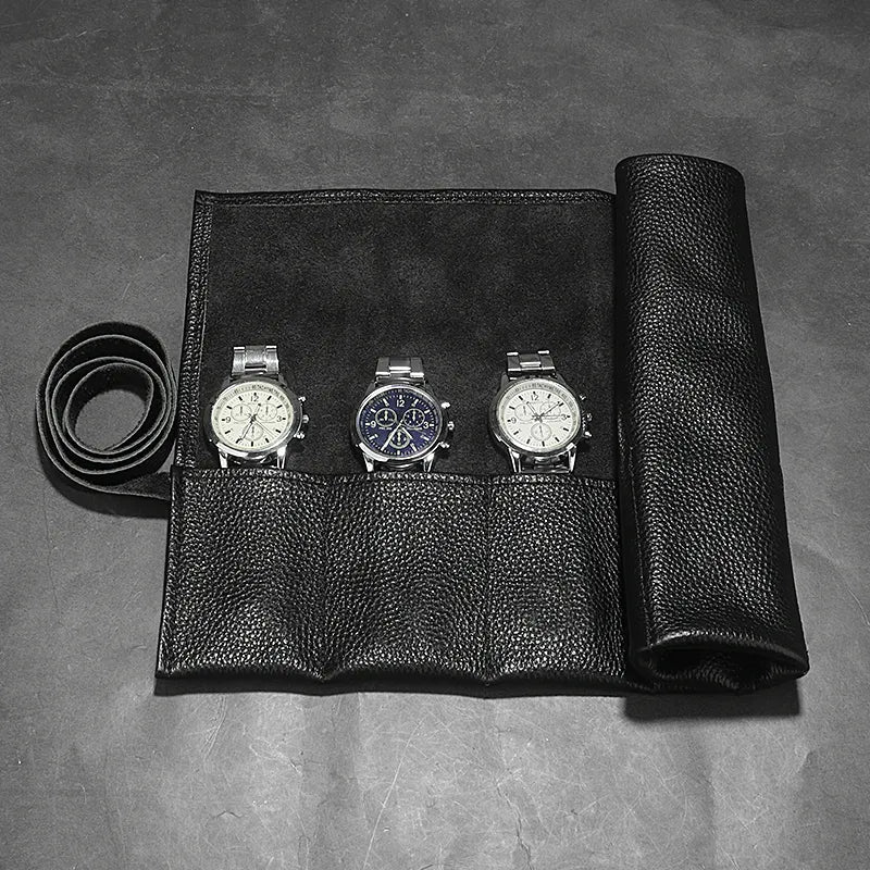 Etui Montre Cuir Enroulable Voyage 3 Places
