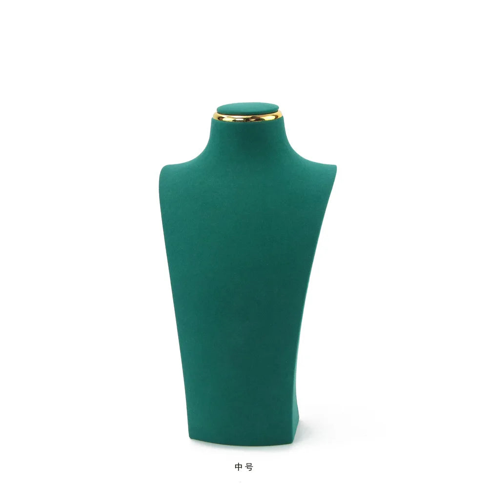 Présentoir Collier Buste Simili Cuir Doré