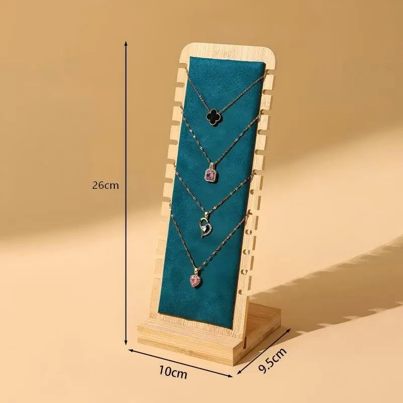 Présentoir Collier Bois Simili Cuir Plat