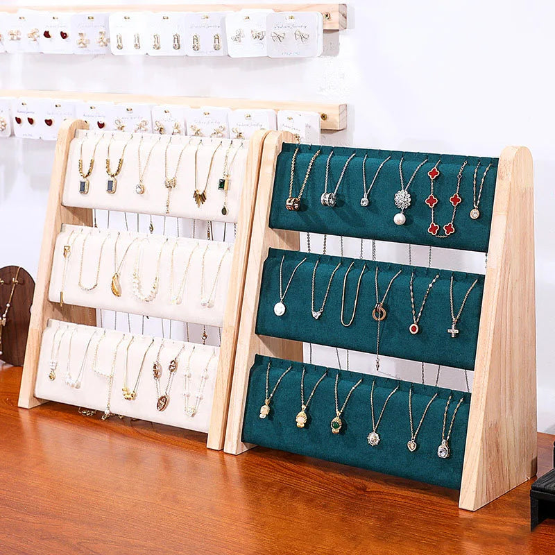Présentoir Bois 3 Couches Collier Pendentif