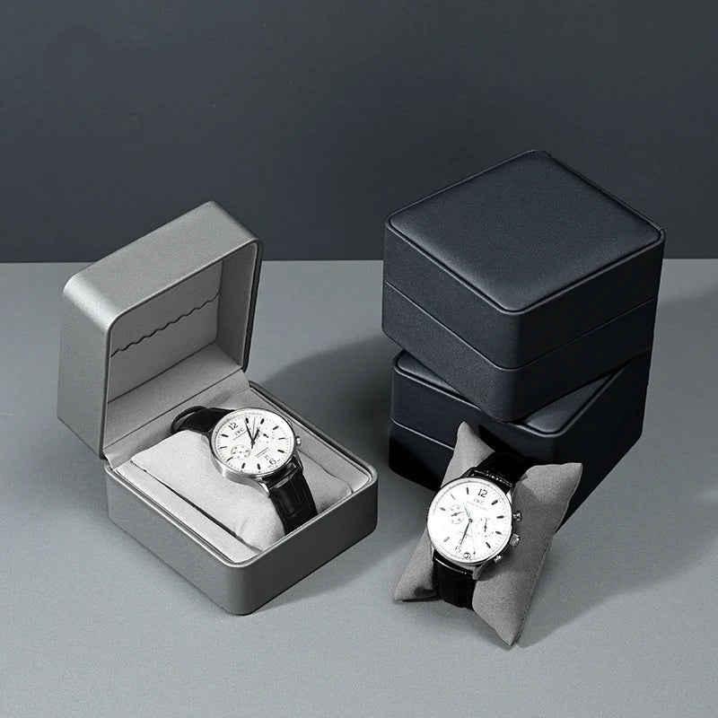 Boîte à Montre 1 Place à Clapet Simili Cuir Gris