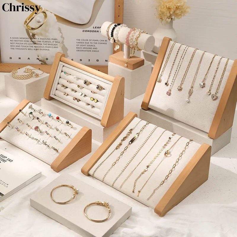 Présentoir Collier Bracelet Bois Lin Comptoir