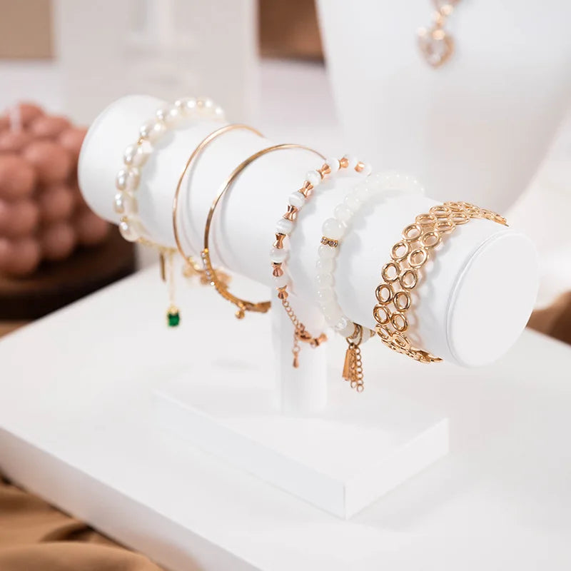 Buste Bijoux Cuir Blanc Mannequin Multifonction