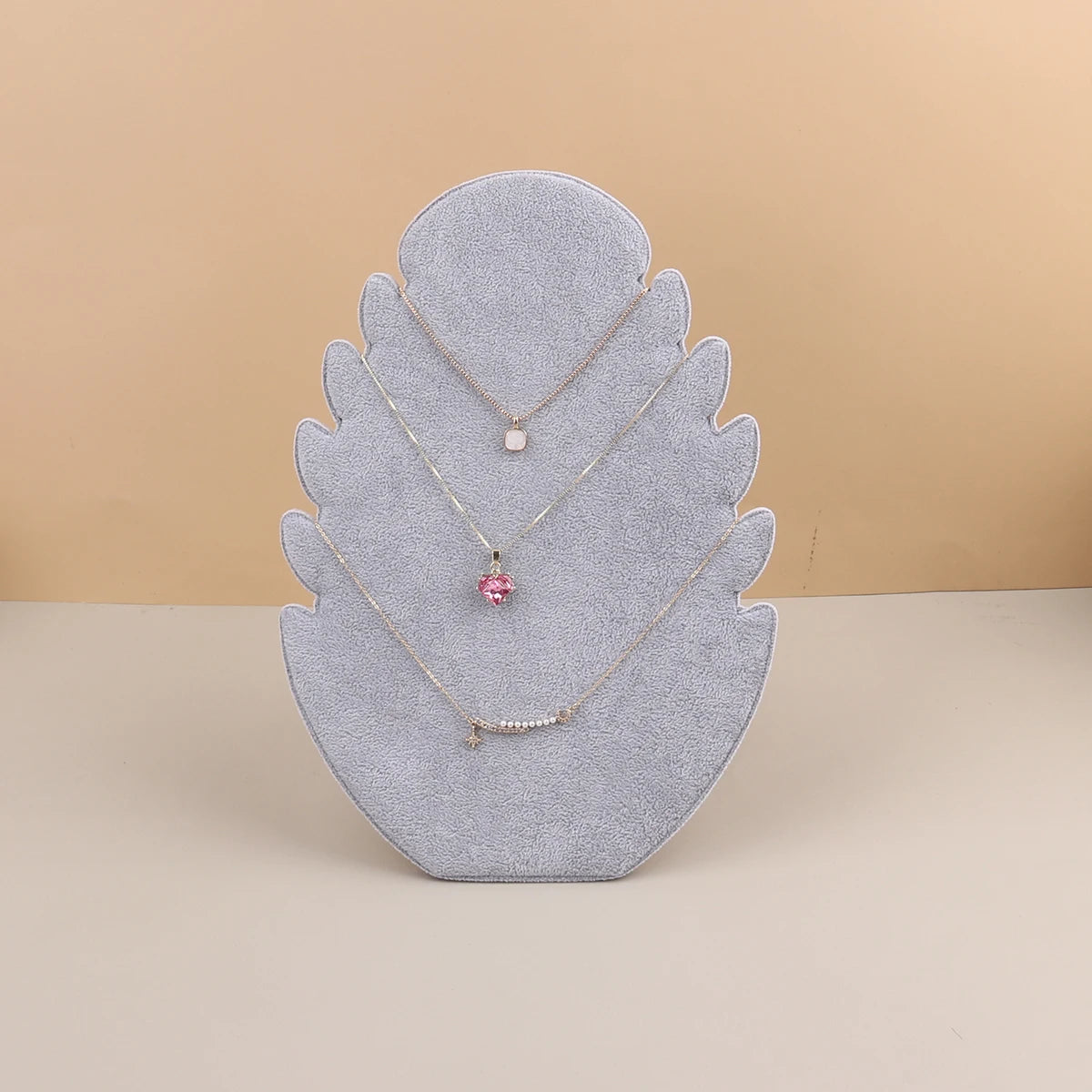 Présentoir Collier Velours Feuille Plat