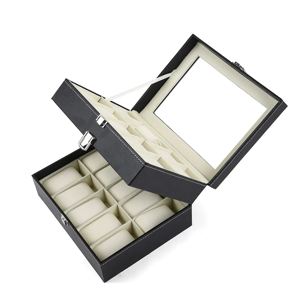 Boîte Rangement Montre Cuir Multi-Emplacements
