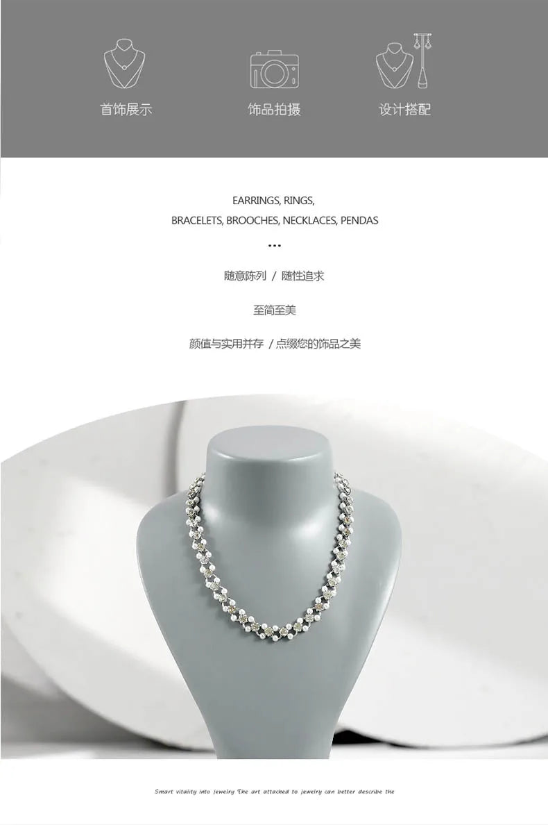 Buste Collier Velours Gris Long Sautoir