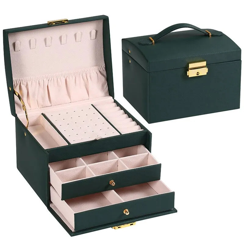Boite a Bijoux Velours Cuir Coffret Voyage Femme