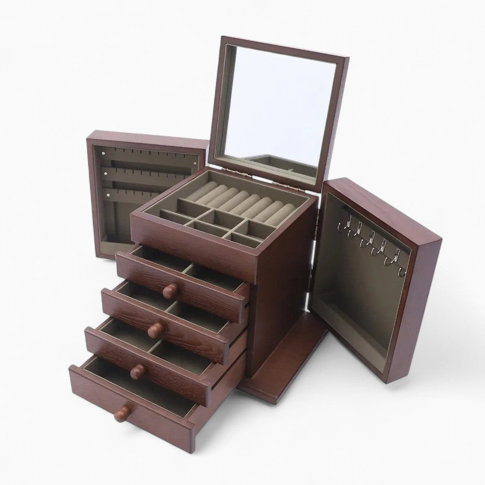 Grande Boîte à Bijoux Vintage Bois Marron