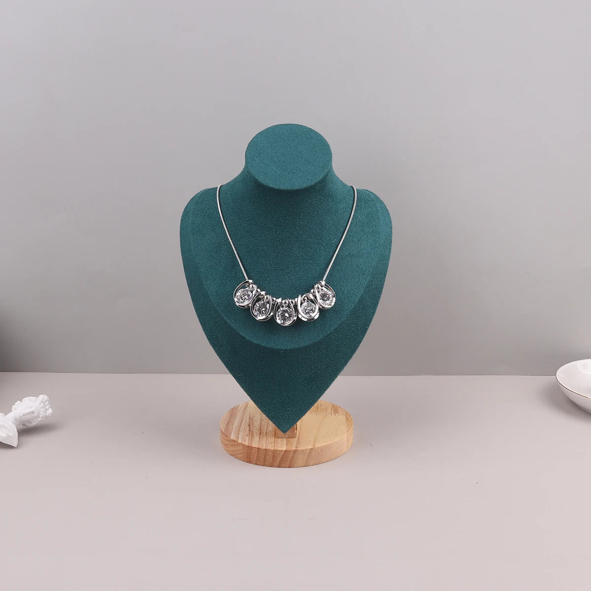 Présentoir Collier Velours Vert Émeraude 3 Tailles