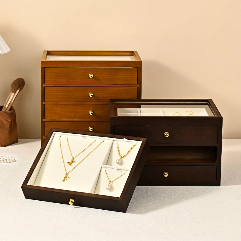 Boîte Bijoux Bois Multicouche Multifonction