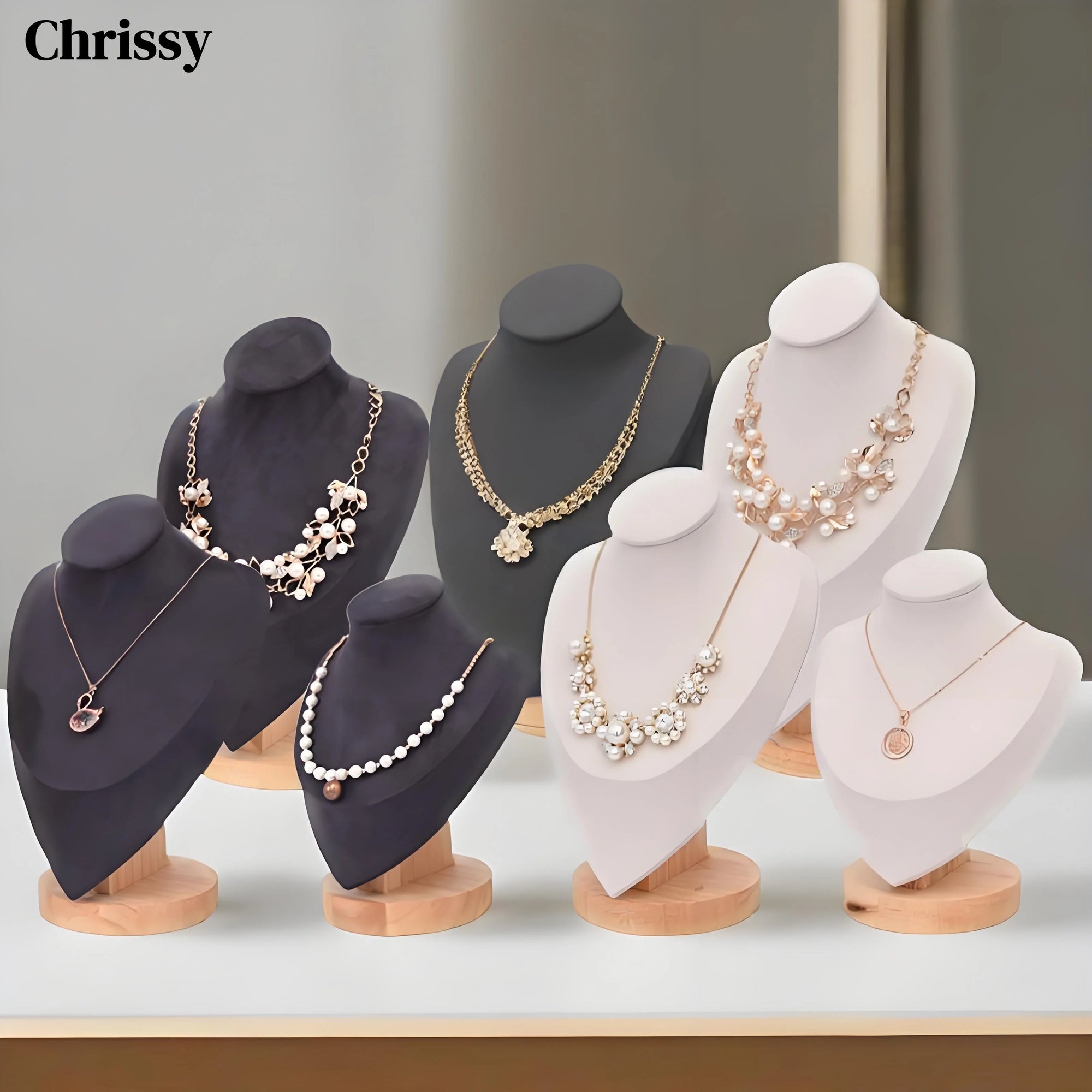 Buste Bijoux Velours Cuir Mannequin