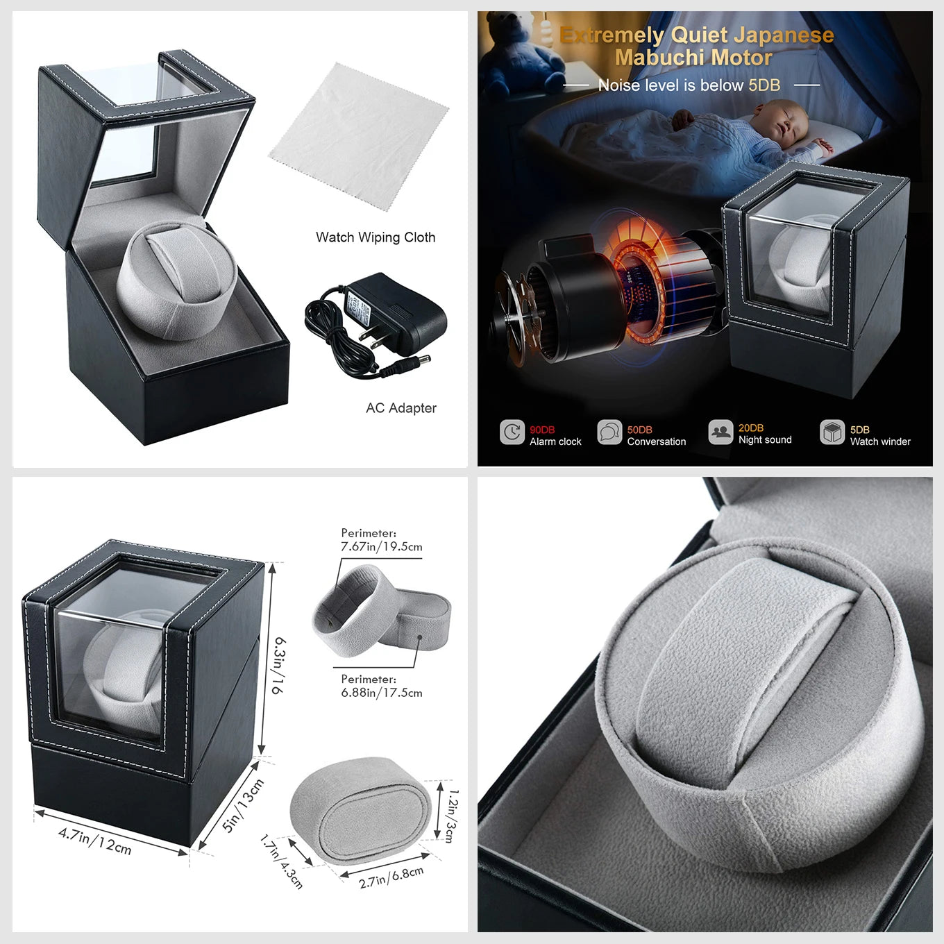Coffre Fort Montre Cuir Remontoir Automatique Vitrine