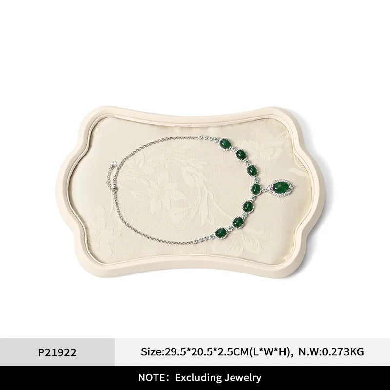 Plateau Bijoux Velours Beige Style Chinois