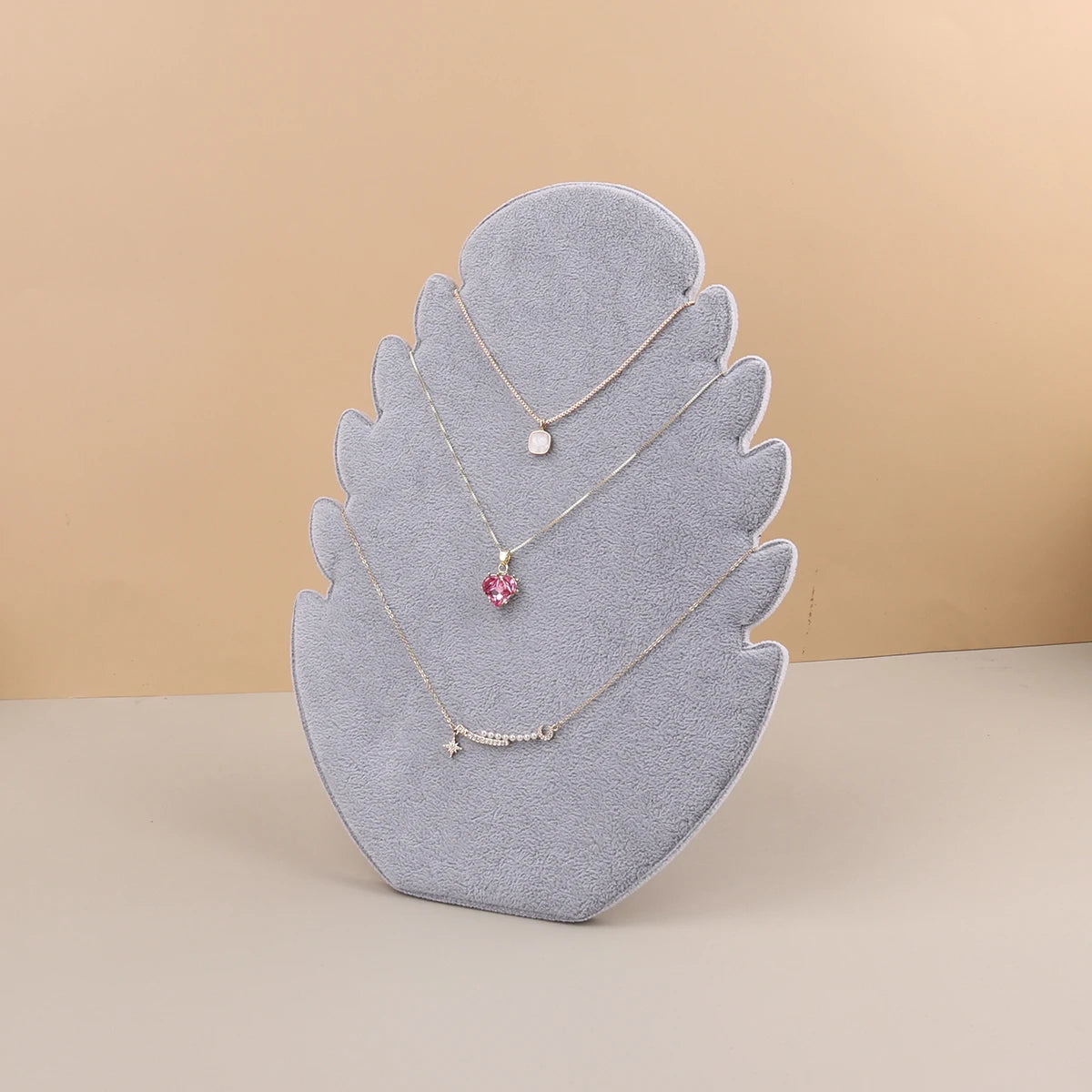 Présentoir Collier Velours Feuille Plat