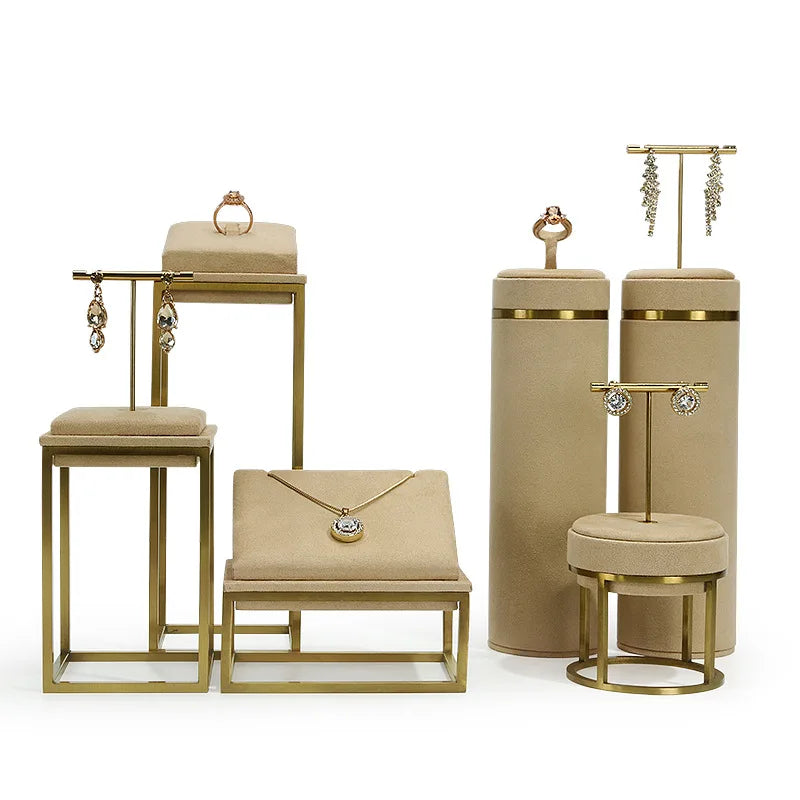 Ensemble Métal Beige Organisateur Bijoux Anneau Collier