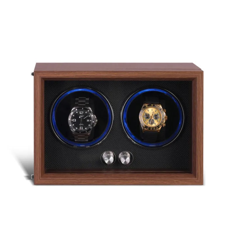 Coffre Fort Montre Bois Rotatif Remontoir LED