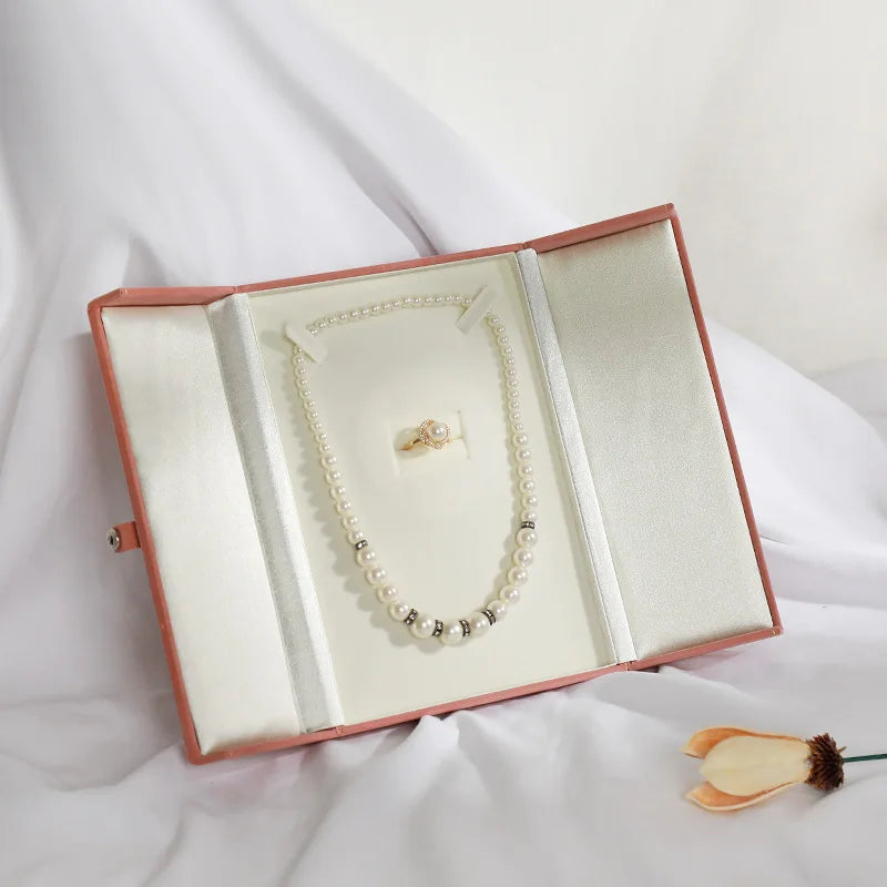 Boîte Bijoux Collier Velours Vintage Double Anneau
