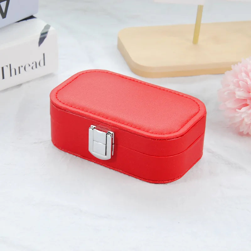 Boîte à Bijoux Cuir PU Velours Portable Bouton