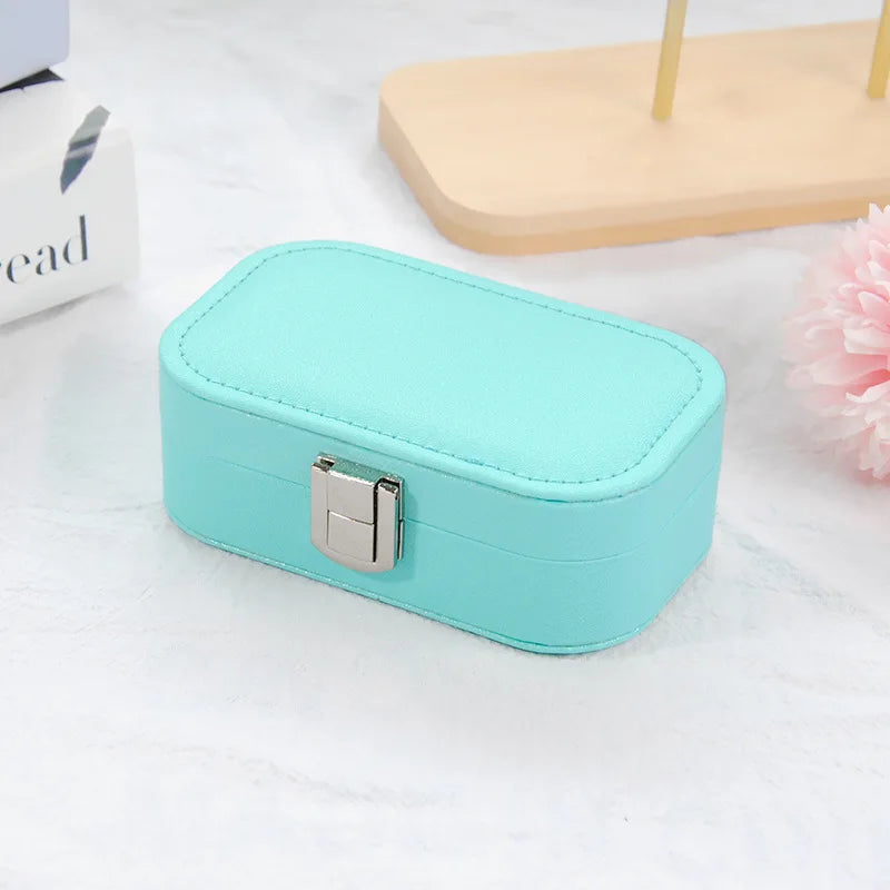Boîte à Bijoux Cuir PU Velours Portable Bouton