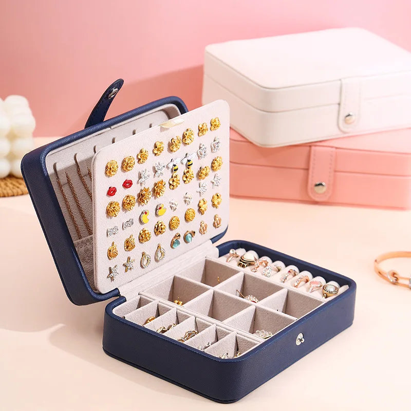 Boîte Bijoux Cuir Simili Double Étage Compact