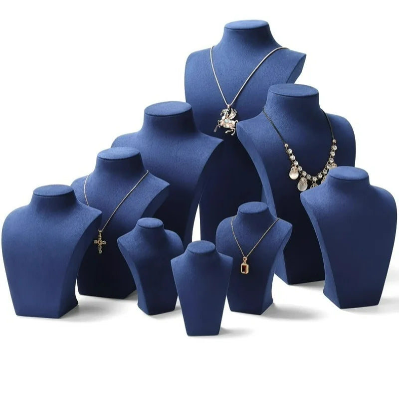 Buste Collier Velours Bleu Mannequin Vitrine