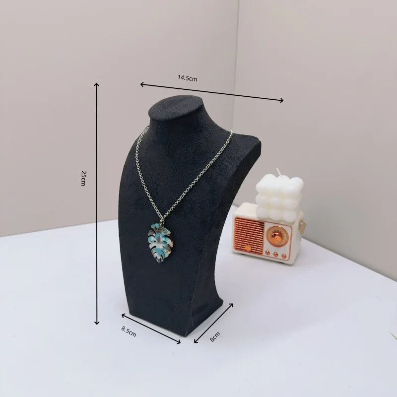 Présentoir Collier Buste Velours Toile de Jute