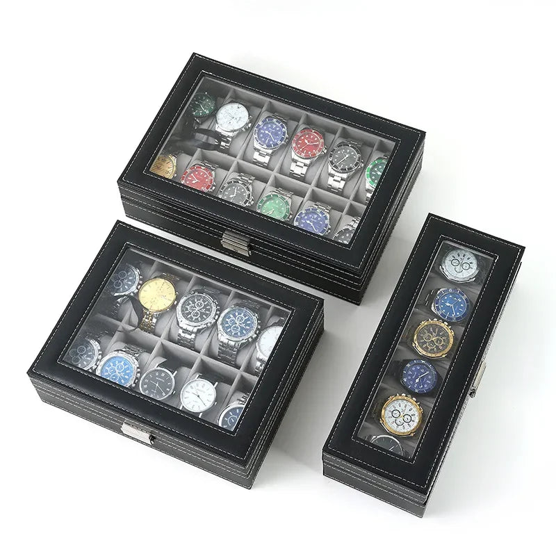 Boîte Montre Cuir Compartiments Rangement