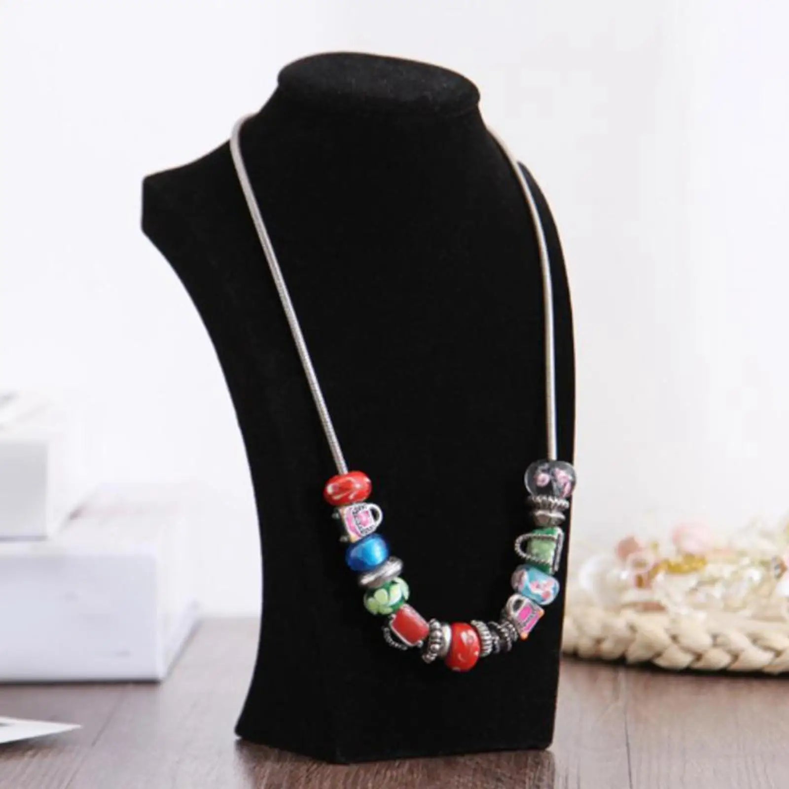 Buste Collier Velours Pendentif Chaîne Femme