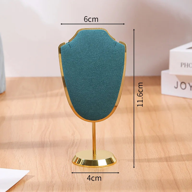 Présentoir Collier Velours Métal Doré Trompette