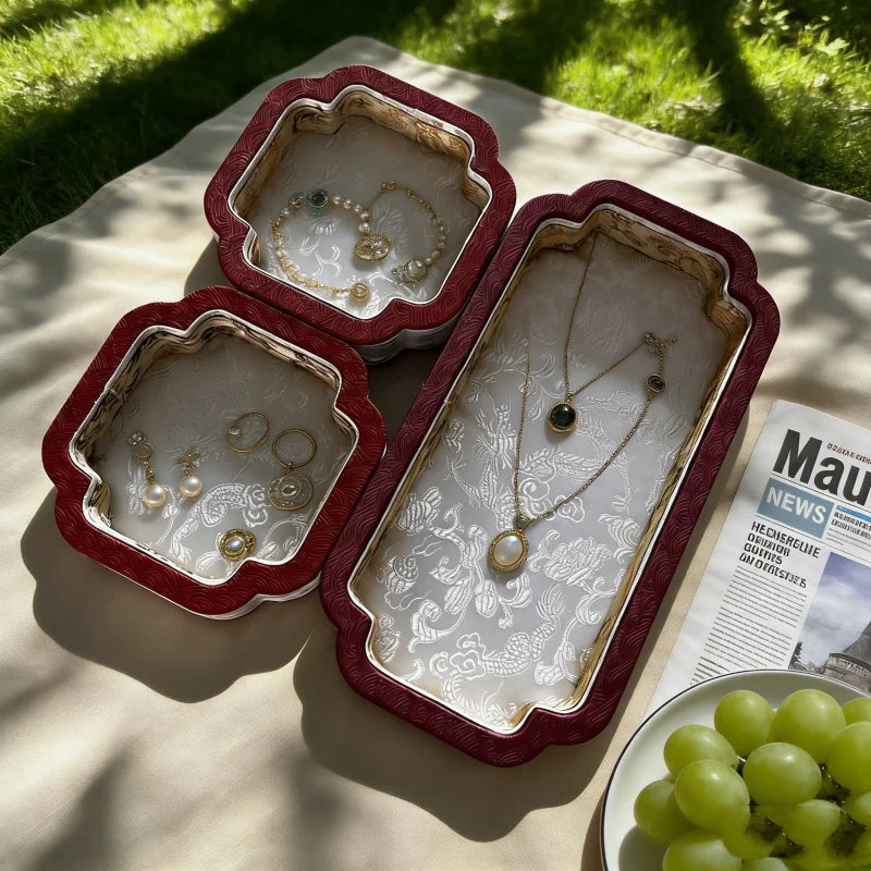 Boîte Bijoux Velours Jade Royale Anti-Poussière