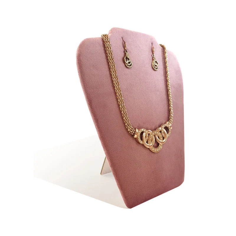 Présentoir Collier Velours Plat Rose Tendre