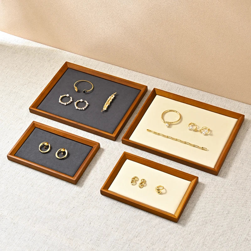 Plateau Bijoux Bois Anneaux Compartiments
