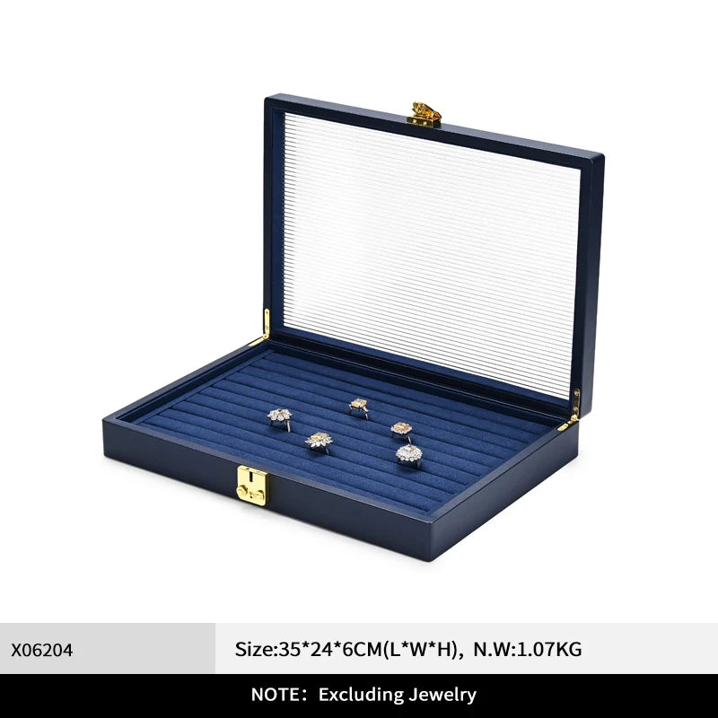 Boîte Bijoux Cuir Premium Couvercle Transparent