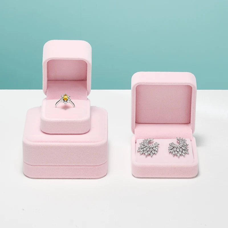 Boite Bijoux Velours Rose Mariage Mallette